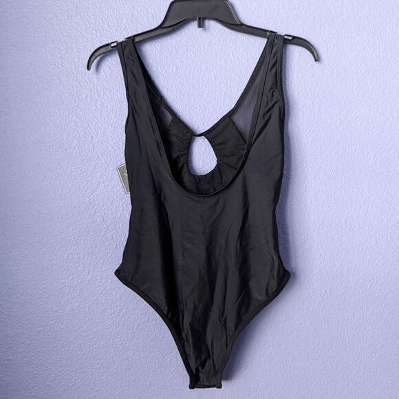 NWT ZAFUL Scoop-back Mesh Panel Cut Out One-piece Swimsuit Black Brazilian S - Picture 6 of 10